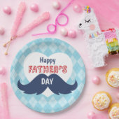 ハッピー父の日の口髭とハート ペーパープレート (パーティー)