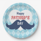 ハッピー父の日の口髭とハート ペーパープレート (正面)