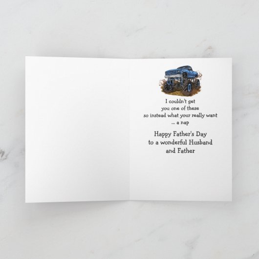ハッピー父の日の夫4x4モンスタートラックおもしろい カード (内部)