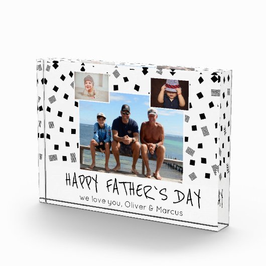 ハッピー父の日の白黒パターン3 フォトブロック (右)