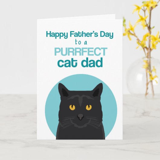 ハッピー父の日の目的黒猫 カード (黄色い花)