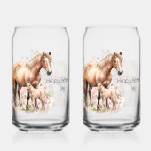 ハッピー父の日の馬の花 ガラス缶 (正面)