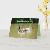 ハッピー父の日ガチョウ家族のカード カード (黄色い花)