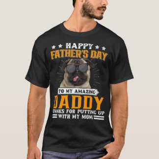 ハッピー父の日パグドッグパパギフトプレ男性へミ Tシャツ