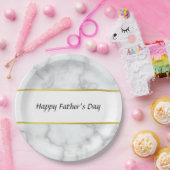 ハッピー父の日ホワイトマフェイクーブルエレガント ペーパープレート (パーティー)