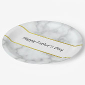 ハッピー父の日ホワイトマフェイクーブルエレガント ペーパープレート (アングル)