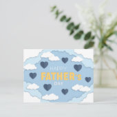 ハッピー父の日雲とハートカード ポストカード (スタンド正面)