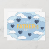 ハッピー父の日雲とハートカード ポストカード (正面/裏面)