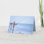 ハッピー父の日，おじいちゃん，ビーチ魚釣り カード (裏面)