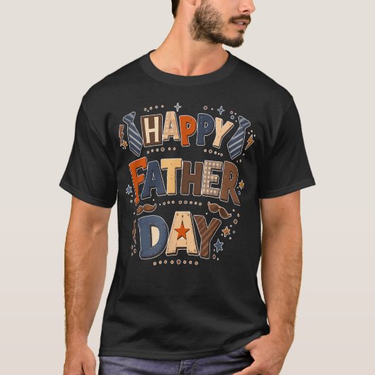 ハッピー父の日 カラフルお父さん愛 Tシャツ (正面)