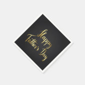 ハッピー父の日、金ゴールド文字オンブラック スタンダードカクテルナプキン (角)