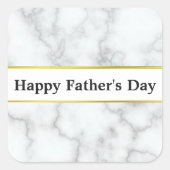 ハッピー父親の日エレガント白フェイク大理石 スクエアシール (正面)