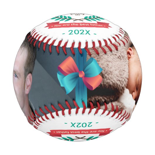 ハッピー父親の日カスタムの家族の写真 野球ボール (正面)