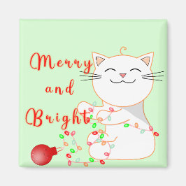 ハッピー猫のLEDライト遊び | かわいいクリスマス マグネット