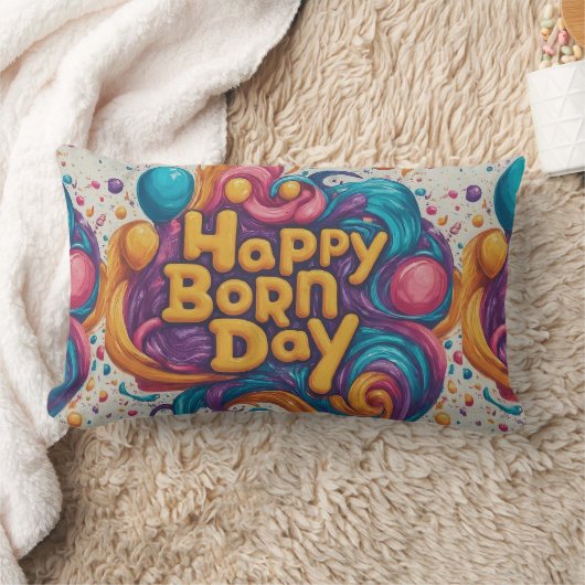 ハッピー生まれデイケーキ ランバークッション (ブランケット)