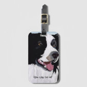 ハッピー白黒デジタルアートコリ縁どー ラゲッジタグ (正面縦)