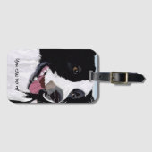 ハッピー白黒デジタルアートコリ縁どー ラゲッジタグ (正面横)