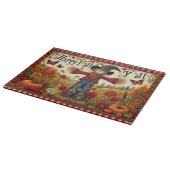 ハッピー秋やかわいいかかしと秋の収穫 カッティングボード (角)