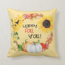 ハッピー秋イオールサンフラワーパンプキンリース クッション