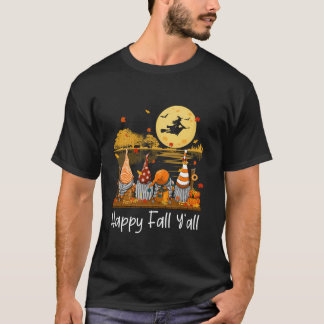 ハッピー秋イ全格言フレンドパンプキンオータムおもしろいム Tシャツ