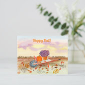 ハッピー秋ウォーターカラーパンプキン、タム、ホイールバロー ポストカード (スタンド正面)