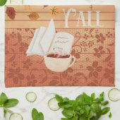 ハッピー秋オールウィズコーヒーと紅葉 キッチンタオル (折り畳み)