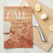 ハッピー秋オールウィズコーヒーと紅葉 キッチンタオル (四つ折り)