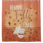 ハッピー秋オールウィズコーヒーと紅葉 シャワーカーテン (正面)