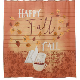 ハッピー秋オールウィズコーヒーと紅葉 シャワーカーテン