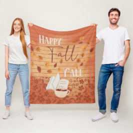 ハッピー秋オールウィズコーヒーと紅葉 フリースブランケット