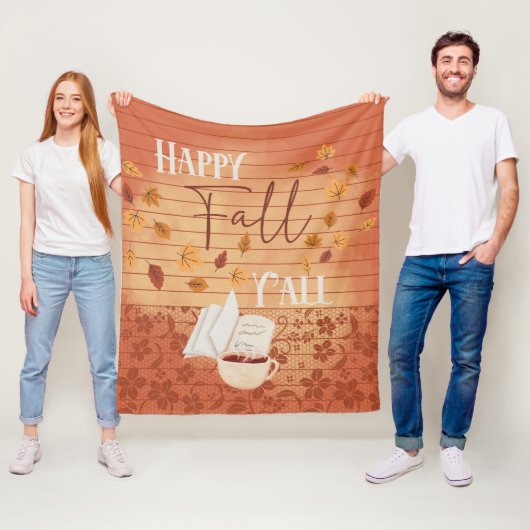 ハッピー秋オールウィズコーヒーと紅葉 フリースブランケット (インサイチュ)