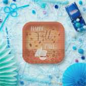 ハッピー秋オールウィズコーヒーと紅葉 ペーパープレート (パーティー)