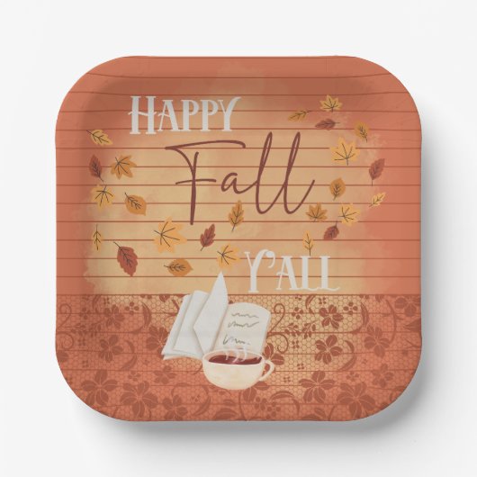 ハッピー秋オールウィズコーヒーと紅葉 ペーパープレート (正面)