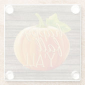 ハッピー秋オールオレンジカボチャの模様 ガラスコースター (裏面)