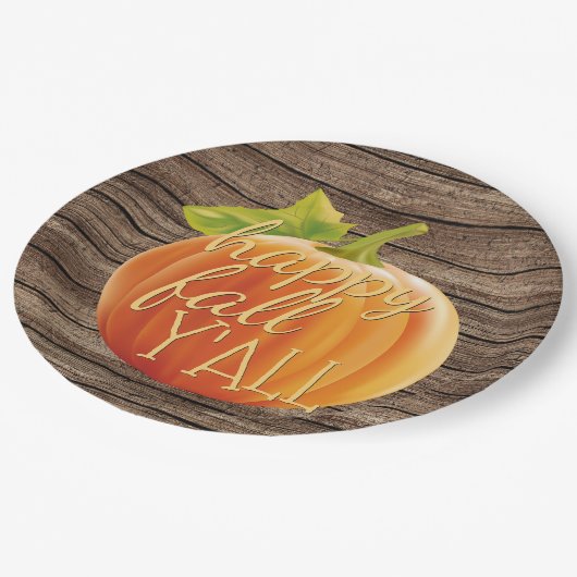 ハッピー秋オールオレンジカボチャの模様 ペーパープレート (アングル)