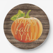 ハッピー秋オールオレンジカボチャの模様 ペーパープレート (正面)