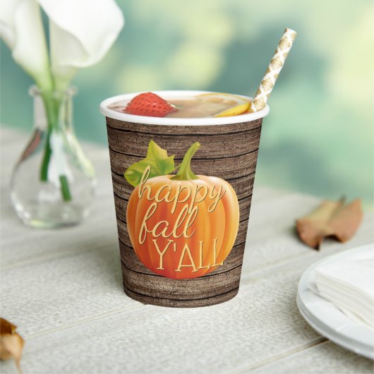 ハッピー秋オールオレンジカボチャの模様 紙コップ (インサイチュ)