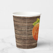 ハッピー秋オールオレンジカボチャの模様 紙コップ (右)