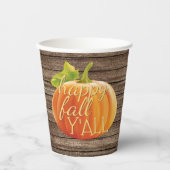 ハッピー秋オールオレンジカボチャの模様 紙コップ (正面)