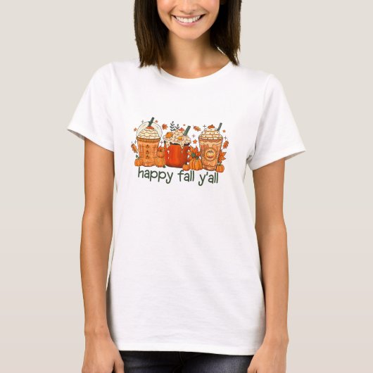 ハッピー秋オールオータムとカボチャのスパイス Tシャツ (正面)