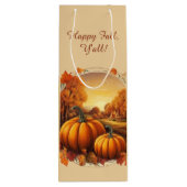 ハッピー秋オールオータムカボチャ素朴ンランドスケープ ワインギフトバッグ (裏面)