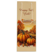 ハッピー秋オールオータムカボチャ素朴ンランドスケープ ワインギフトバッグ (正面)