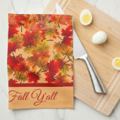 ハッピー秋オールカラフル – カエデ葉ルの葉 キッチンタオル (四つ折り)