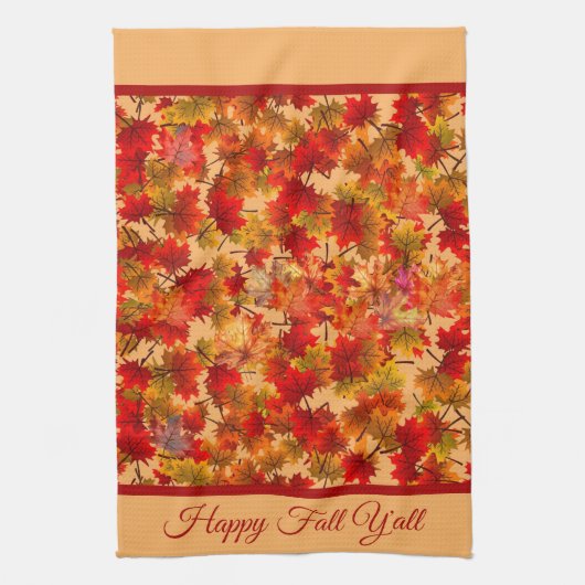 ハッピー秋オールカラフル – カエデ葉ルの葉 キッチンタオル (縦)