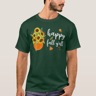 ハッピー秋オールキュートヒマワリかぼちゃ秋ファ Tシャツ