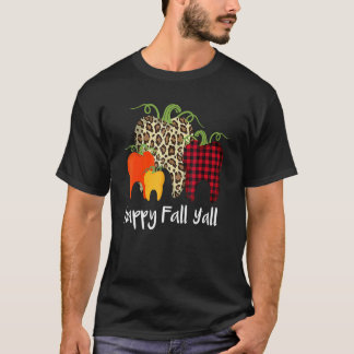 ハッピー秋オールサンクスギビングハロウィーン歯科Hy Tシャツ
