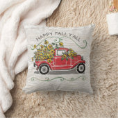 ハッピー秋オールサンフラワーヴィンテージレッドトラック クッション (ブランケット)