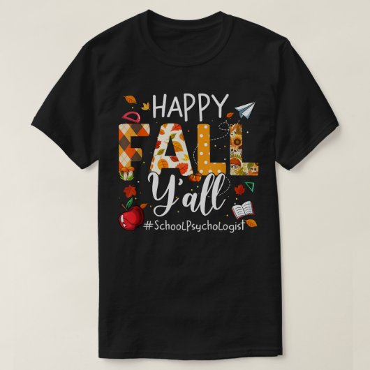 ハッピー秋オールスクールサイコロジスト紅葉 Tシャツ (デザイン正面)