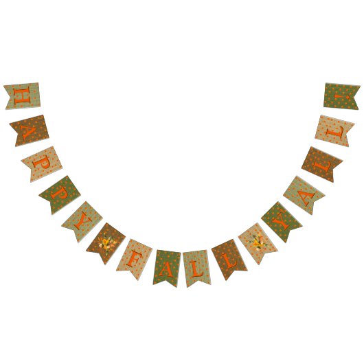 ハッピー秋オールバーラップオレンジイエロードット バンティングフラッグ (全)