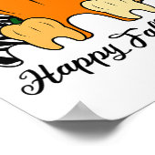 ハッピー秋オールパンプキンティースヒョウZEBRAハロ ポスター (角)